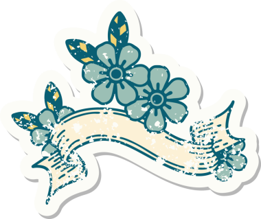 Bir insan tarafından çizilmiş çiçeğin bayrağını taşıyan eski bir etiket.