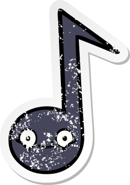 Bir insan tarafından çizilmiş şirin bir karikatür müzik notasının sıkıntılı çıkartması.