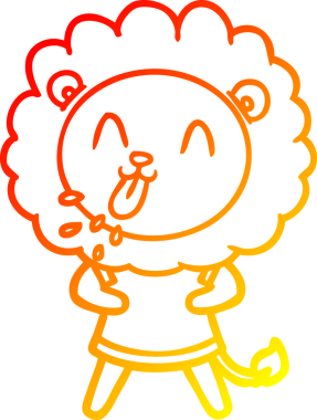 Bir insan tarafından çizilmiş mutlu çizgi film aslanının sıcak çizgi çizimi