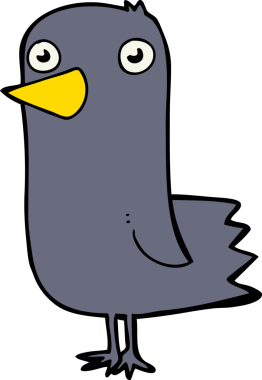 Bir insan tarafından çizilmiş çizgi film kuşu.