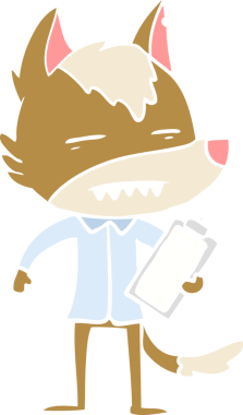 Düz renkli çizgi film ofis kurdu bir insan tarafından çizilmiş dişleri gösteriyor.