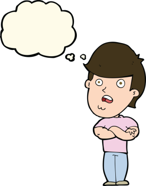 Bir insan tarafından çizilen düşünce baloncuğu ile hayal kırıklığına uğramış bir adam.