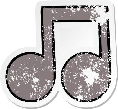 Bir insan tarafından çizilmiş şirin bir karikatür müzik notasının sıkıntılı çıkartması.