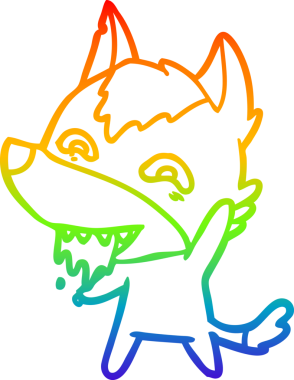 Gökkuşağı gradyan çizgisi insan tarafından çizilmiş aç bir kurt çizgi.