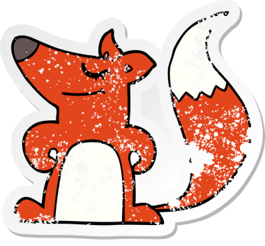 Bir insan tarafından çizilmiş tilki çizgi filminin sıkıntılı çıkartması.