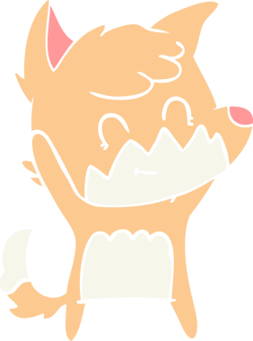 Bir insan tarafından çizilmiş düz renkli çizgi film dost tilkisi.