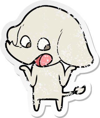 Bir insan tarafından çizilmiş şirin bir filin sıkıntılı çıkartması