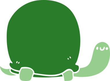 Bir insan tarafından çizilmiş şirin düz renkli karikatür kaplumbağası.