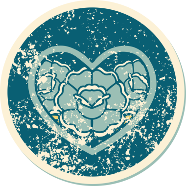 Bir insan tarafından çizilmiş kalp ve çiçeklerin sembolik depresif dövme şekli