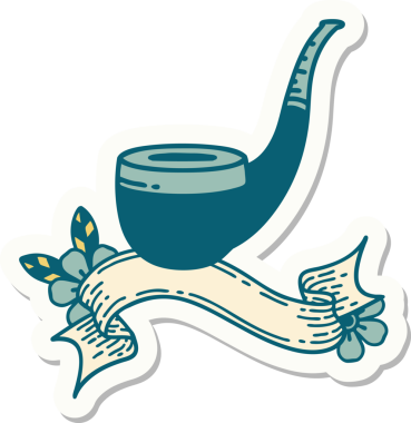 Bir insan tarafından çizilmiş sigara tiryakisi dövmesi stili etiketi.