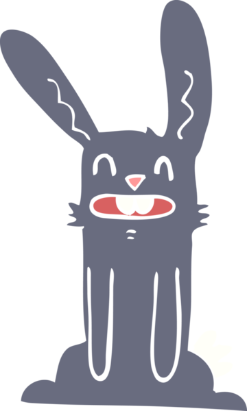 Bir insan tarafından çizilmiş düz renkli çizgi film tavşanı