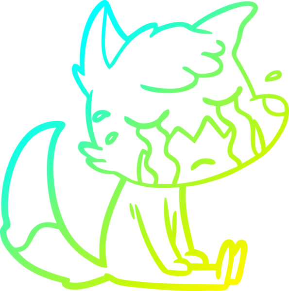 Bir insan tarafından çizilmiş ağlayan tilki çizgi filmi.