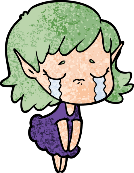 Bir insan tarafından çizilmiş ağlayan elf kızı.