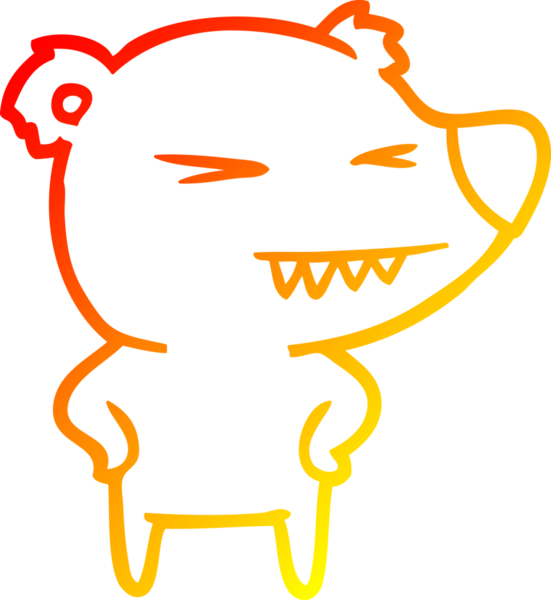 Kızgın bir ayı çizgi filminin sıcak gradyan çizimi. Elleri bir insan tarafından çizilmiş kalçalar.