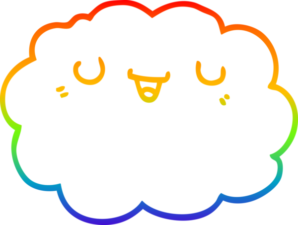 gökkuşağı gradyanı bir insan tarafından çizilmiş bir karikatür bulutunun çizimi