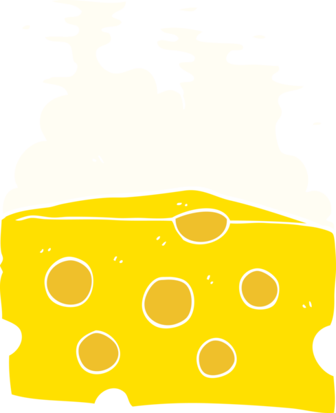 Bir insan tarafından çizilen peynirin düz renk çizimi