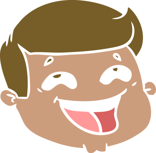 Mutlu düz renkli çizgi film erkek yüzü bir insan tarafından çizilmiş.