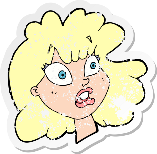 Bir insan tarafından çizilmiş bir karikatürün gerilimli kadın yüzü.