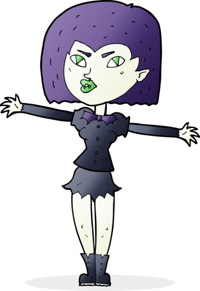 Bir insan tarafından çizilmiş vampir kız çizgi filmi.