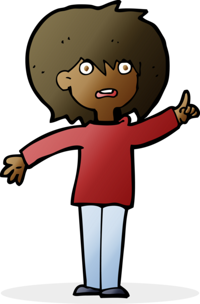 Çizgi filmdeki kadın bir insan tarafından çizilmiş sorular soruyor.