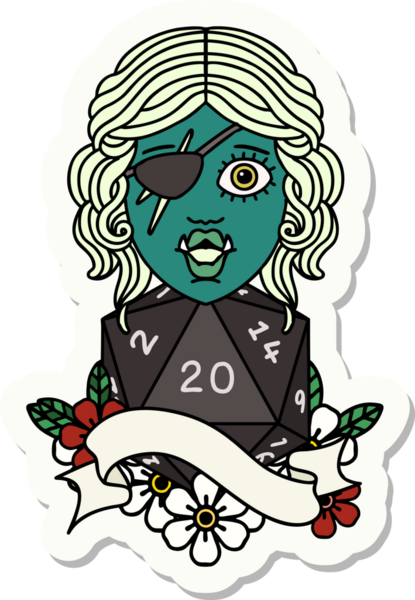 Bir insan tarafından çizilmiş 20 zarlı yarım bir ork hırsızının çıkartması.