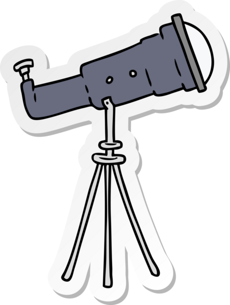 Bir insan tarafından çizilmiş büyük bir teleskobun el çizimi karikatürü.