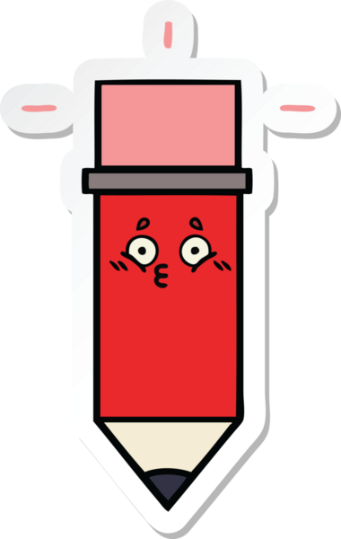 Bir insan tarafından çizilmiş şirin bir karikatür kalemi çıkartması.