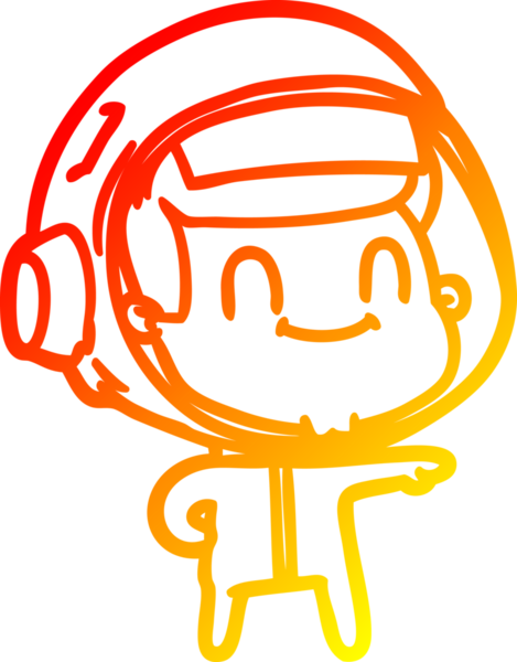 Bir insan tarafından çizilmiş mutlu bir astronot çizgi roman çizimi.