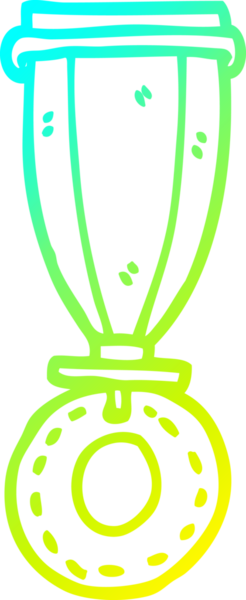 Bir insan tarafından çizilmiş bir çizgi film madalyasının soğuk gradyan çizimi