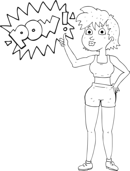 Mutlu jimnastik salonundaki kadın bir insan tarafından çizilmiş.