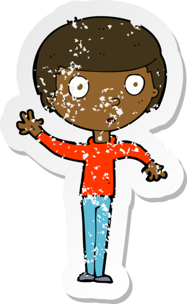 Bir insan tarafından çizilen el sallayan bir çizgi filmin gerilimli yapıştırması.