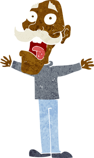 Çizgi film bir insan tarafından çizilmiş yaşlı bir adam stresli