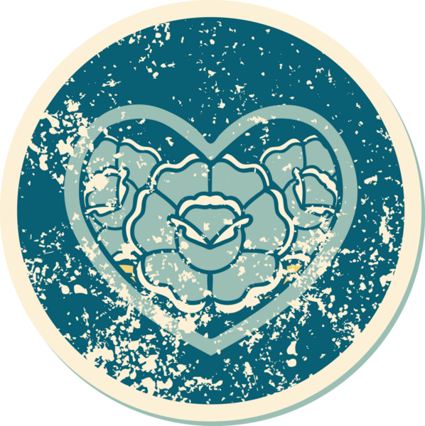 Bir insan tarafından çizilmiş kalp ve çiçeklerin sembolik depresif dövme şekli