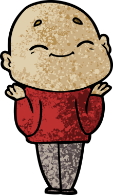 Bir insan tarafından çizilmiş mutlu, kel adam.