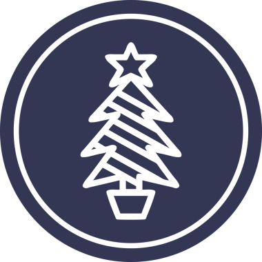 Noel ağacı dairesel simgesi bir insan tarafından çizilmiş.