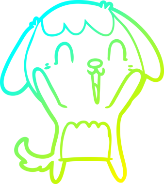 Bir insan tarafından çizilmiş ağlayan şirin bir köpeğin soğuk gradyan çizimi.