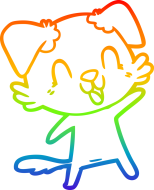 Gökkuşağı gradyan çizgisi bir insan tarafından çizilmiş gülen bir çizgi köpeğin çizimi