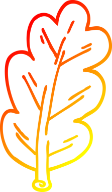 Bir insan tarafından çizilen çizgi film yaprağının sıcak gradyan çizimi