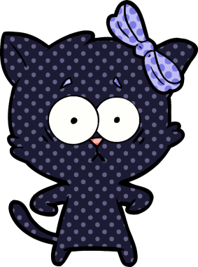 Bir insan tarafından çizilmiş çizgi film kedisi.