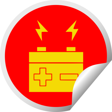 Bir insan tarafından çizilmiş elektrik aküsünün dairesel kabuk soyucu karikatürü.