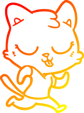 Bir insan tarafından çizilmiş çizgi film kedisinin sıcak çizgi çizimi