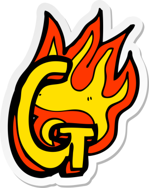 Bir insan tarafından çizilmiş yanan bir karikatür çıkartması.