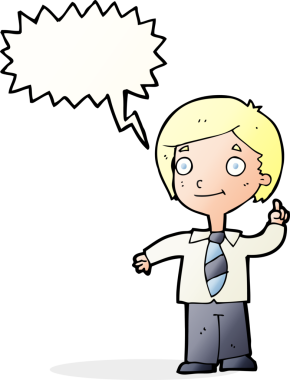 Çizgi film çocuğu soruya bir insan tarafından çizilmiş konuşma balonuyla cevap veriyor.