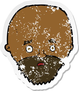 Bir insan tarafından çizilmiş sakallı bir adamın karikatür yapıştırması.