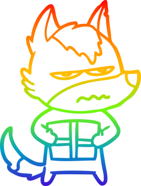 Gökkuşağı gradyan çizgi çizimi Bir insan tarafından çizilmiş rahatsız kurt