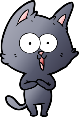 Bir insan tarafından çizilmiş komik çizgi film kedisi.