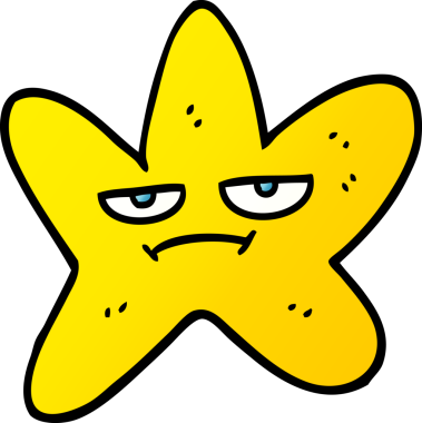 vektör gradyan çizim çizgi film yıldızı balığı bir insan tarafından çizildi