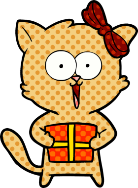 Bir insan tarafından çizilmiş çizgi film kedisi.