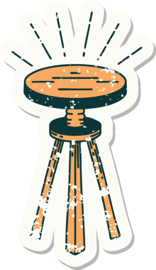 Bir insan tarafından çizilmiş eski dövme stili tahta bir tabure.