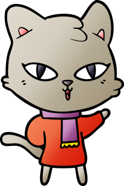 Bir insan tarafından çizilmiş çizgi film kedisi.